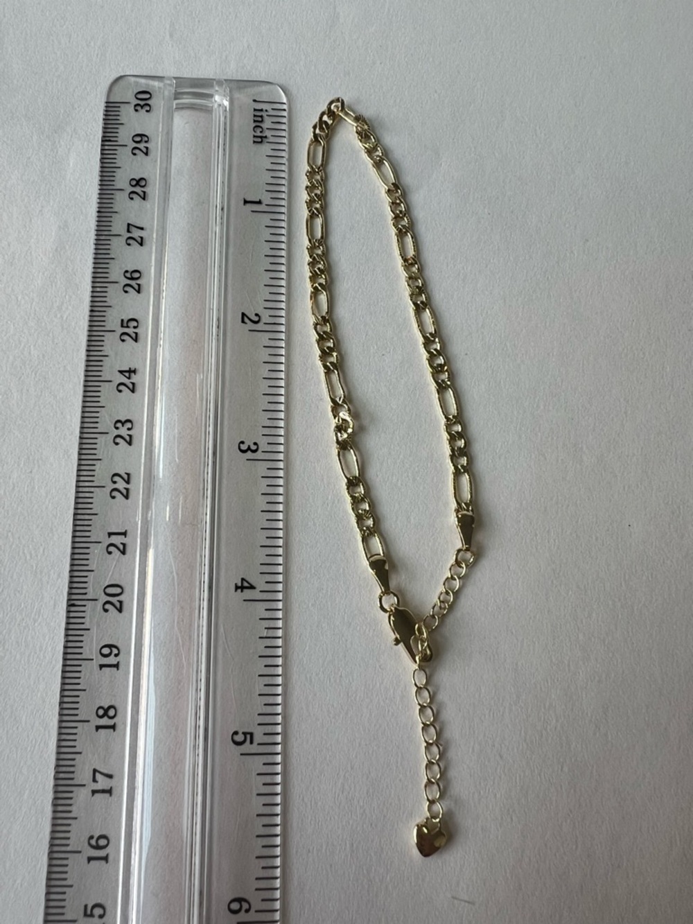 14k Gold Plated Link Chain Bracelet or Anklet with Heart Charm